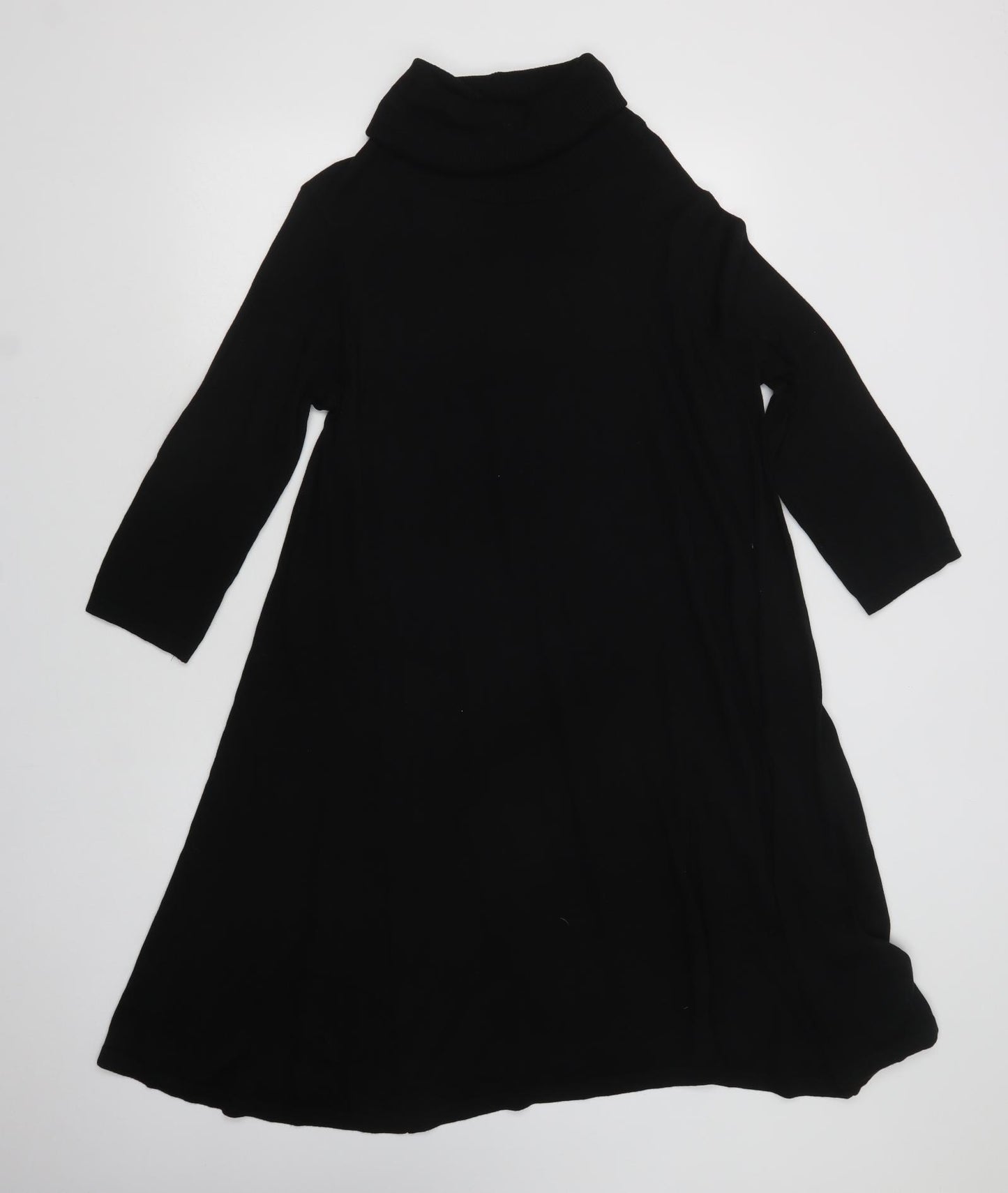 TU Womens Black  Acrylic Jumper Dress  Size 14  Roll Neck Pullover