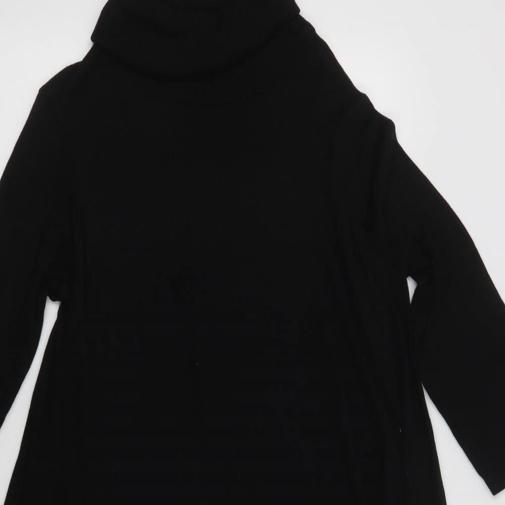 TU Womens Black  Acrylic Jumper Dress  Size 14  Roll Neck Pullover