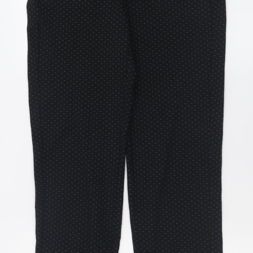 Marks and Spencer Womens Black Geometric Viscose Trousers  Size 6 L30 in Regular Hook & Eye