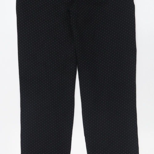 Marks and Spencer Womens Black Geometric Viscose Trousers  Size 6 L30 in Regular Hook & Eye