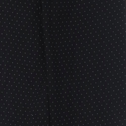 Marks and Spencer Womens Black Geometric Viscose Trousers  Size 6 L30 in Regular Hook & Eye
