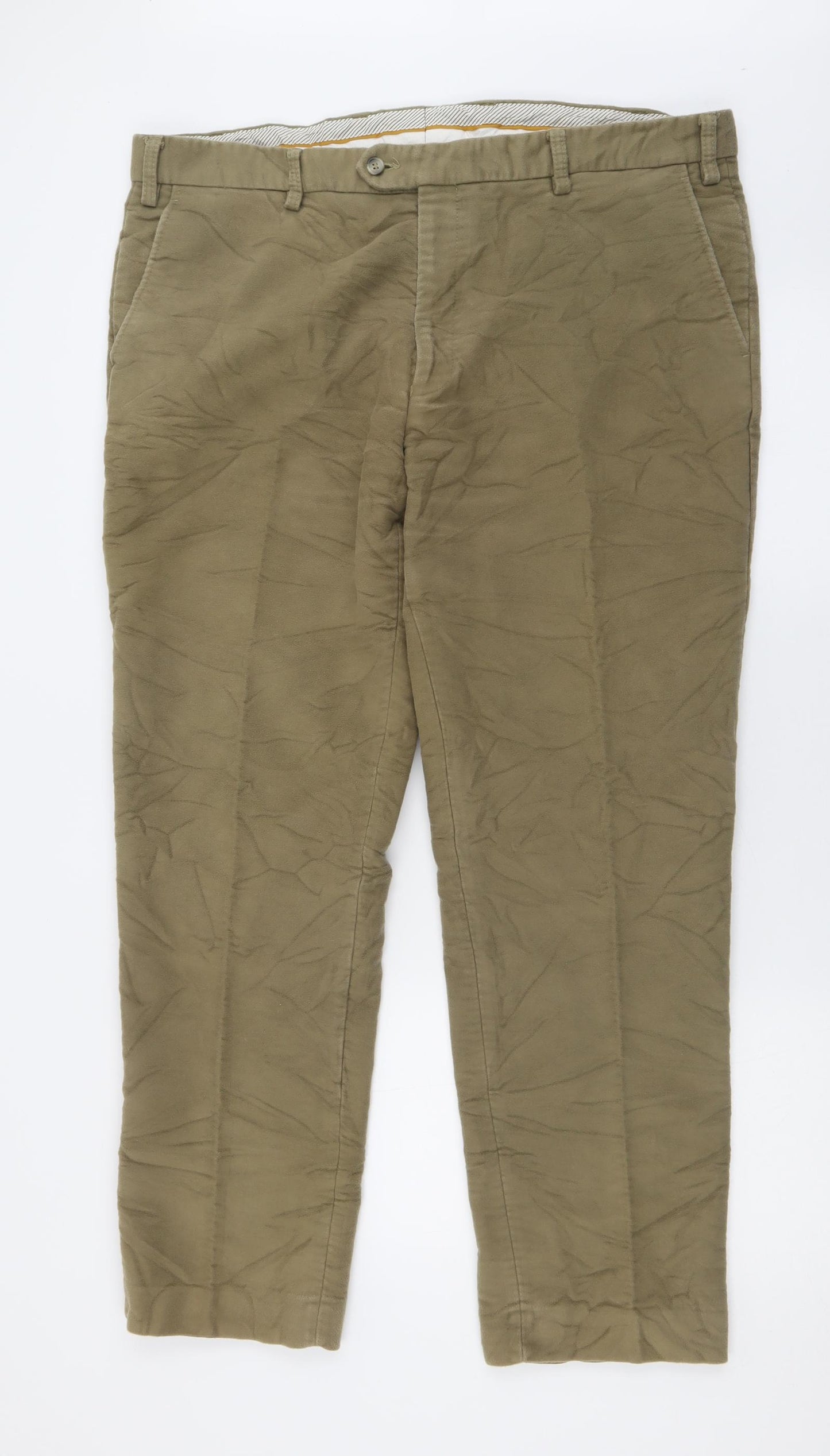 Gurteen Mens Green  Cotton Trousers  Size 42 L30 in Regular Button