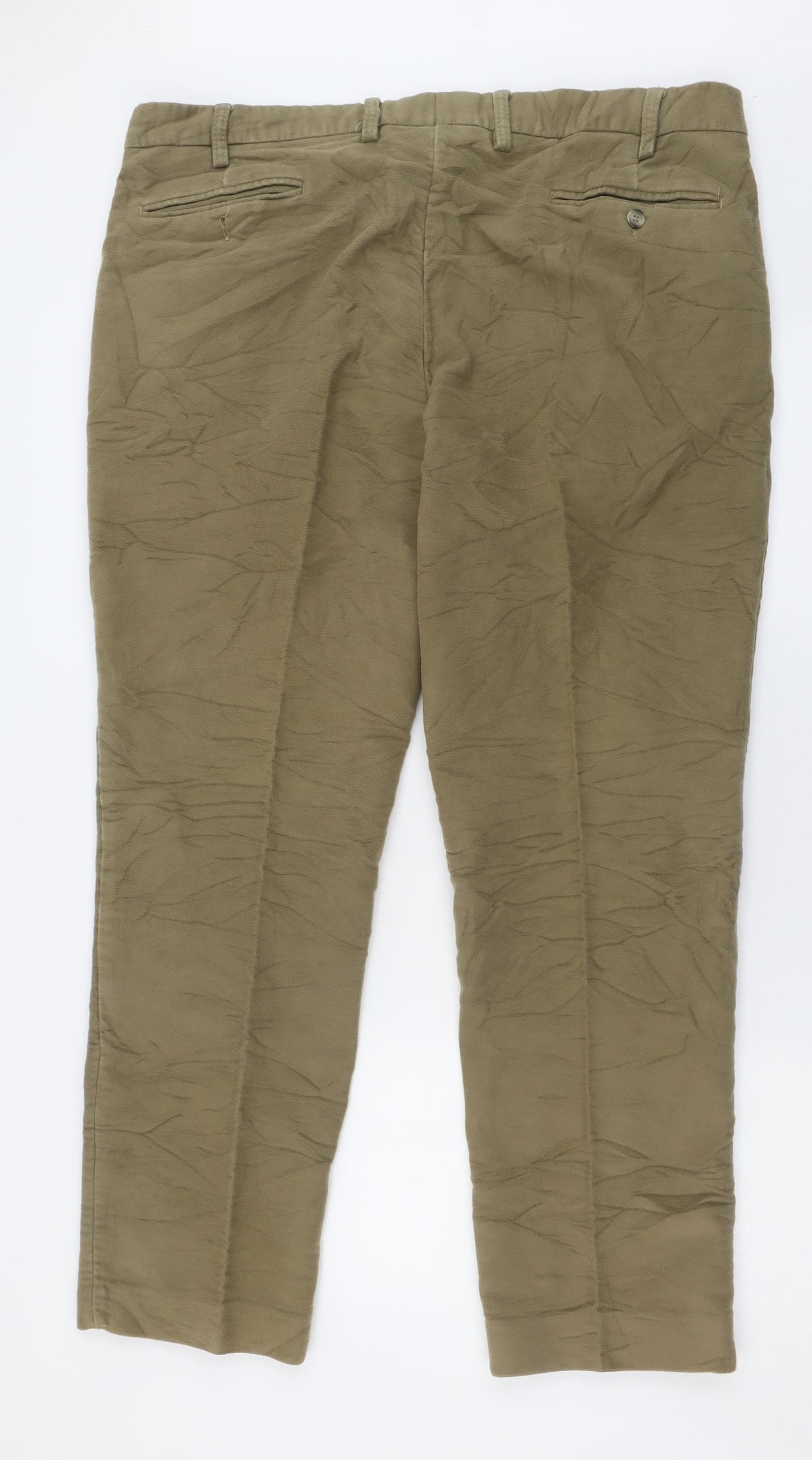 Gurteen Mens Green  Cotton Trousers  Size 42 L30 in Regular Button