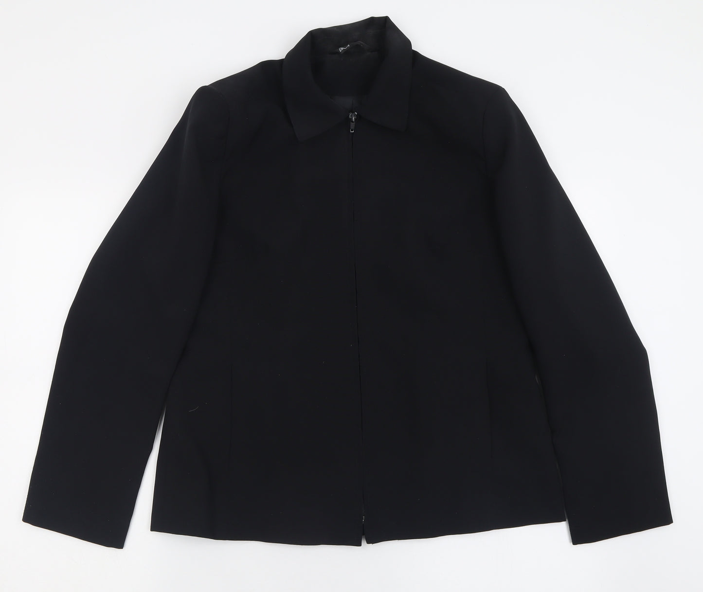 BHS Womens Black   Jacket  Size 12  Zip - Padded Shoulders