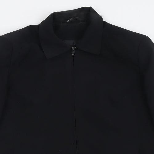 BHS Womens Black   Jacket  Size 12  Zip - Padded Shoulders