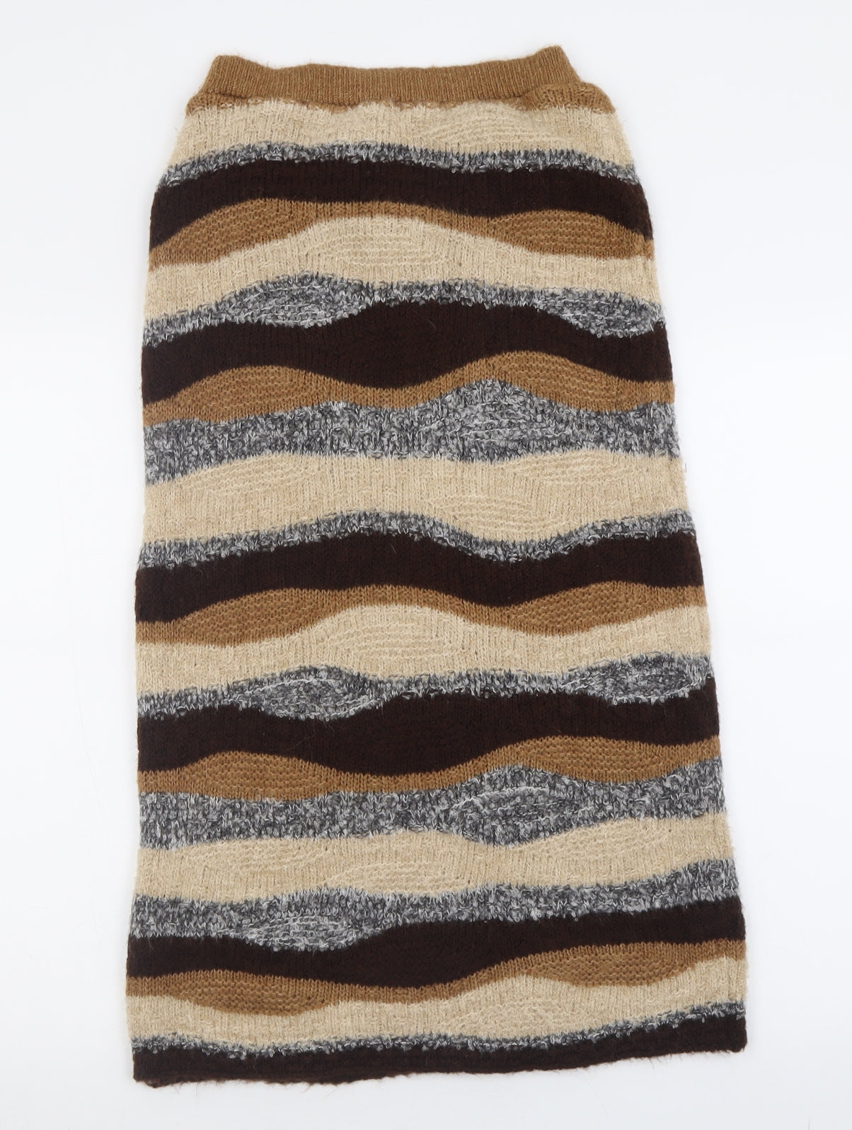 Primark Womens Brown Striped Acrylic A-Line Skirt Size M