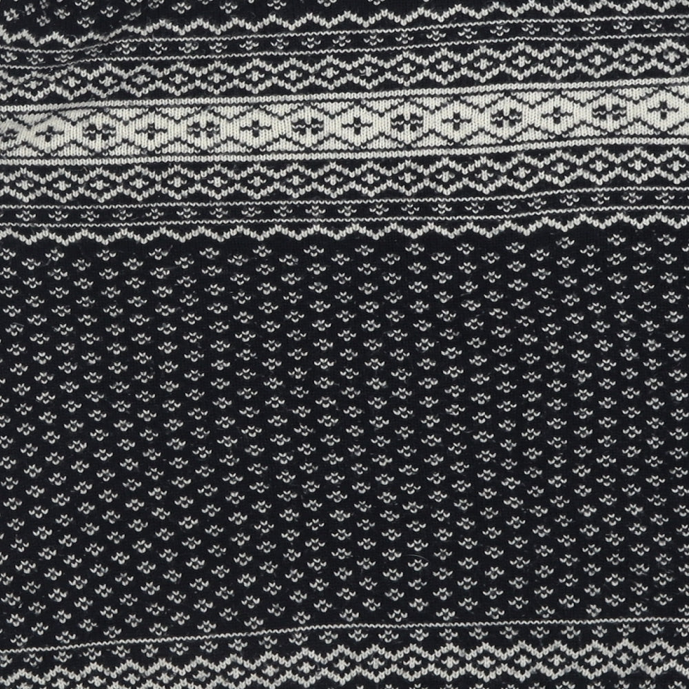 F&F Mens Black Crew Neck Geometric Acrylic Pullover Jumper Size XL