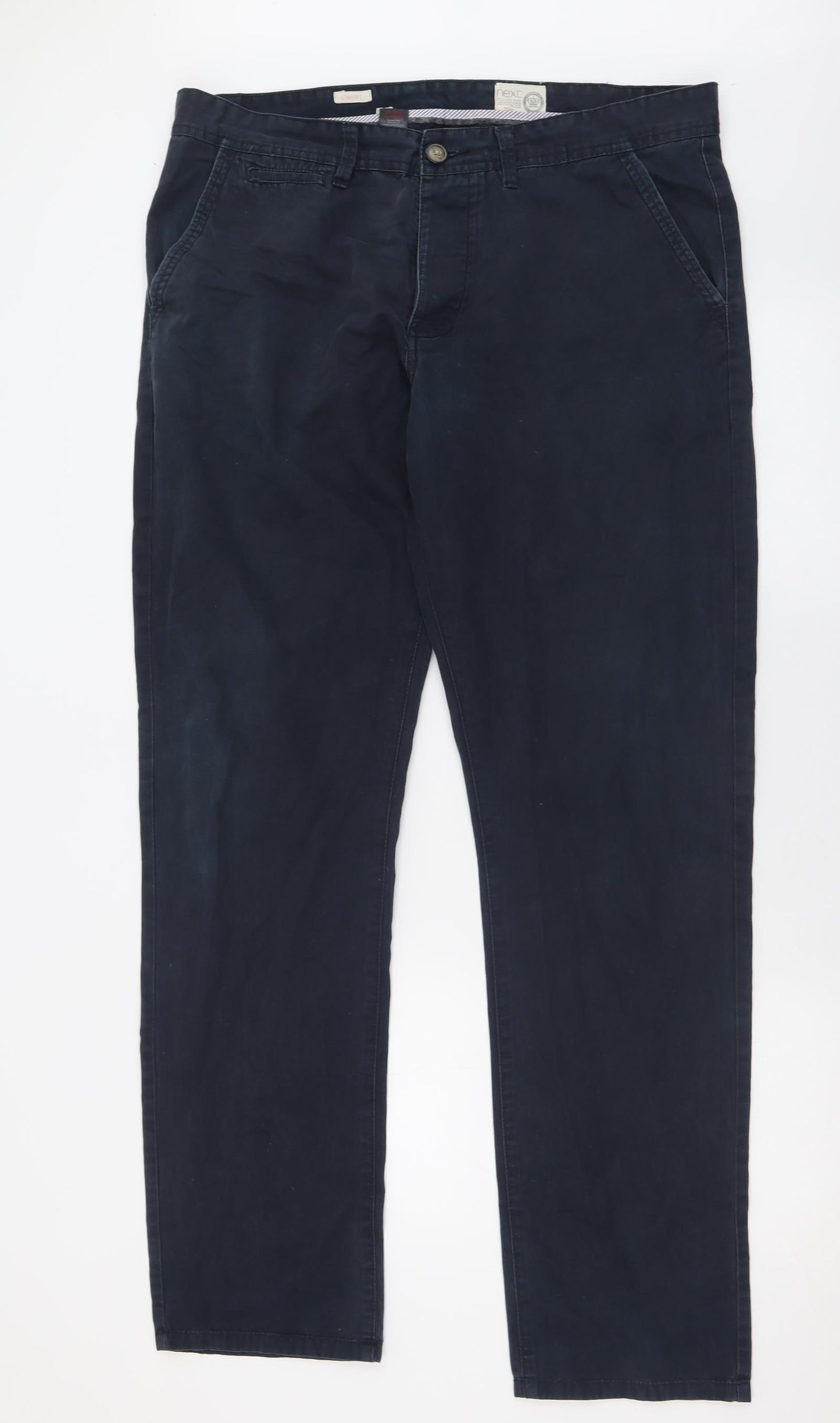 NEXT Mens Blue  Cotton Chino Trousers Size 36 L33 in Regular Button