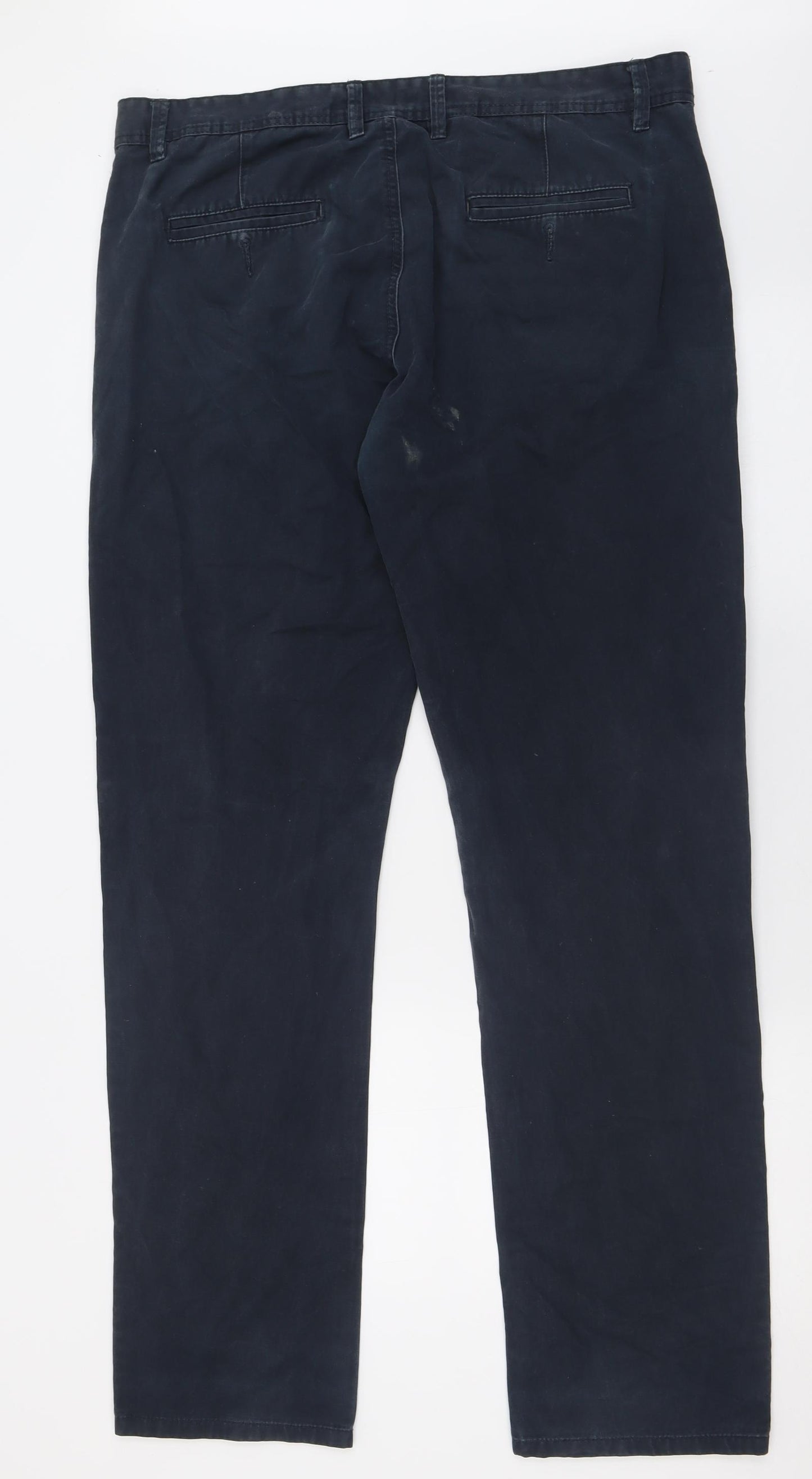 NEXT Mens Blue  Cotton Chino Trousers Size 36 L33 in Regular Button