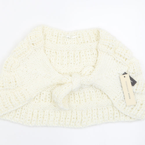 RJR.John Rocha Womens White V-Neck  Acrylic Cape Jumper One Size