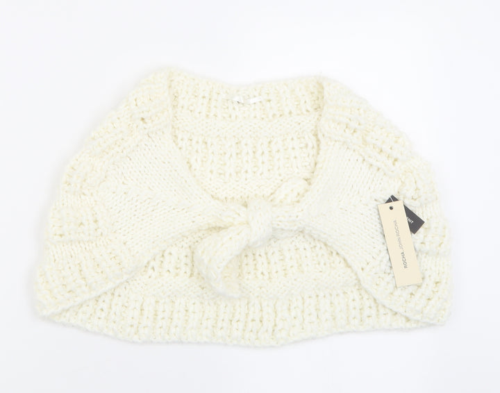 RJR.John Rocha Womens White V-Neck Acrylic Cape Jumper One Size