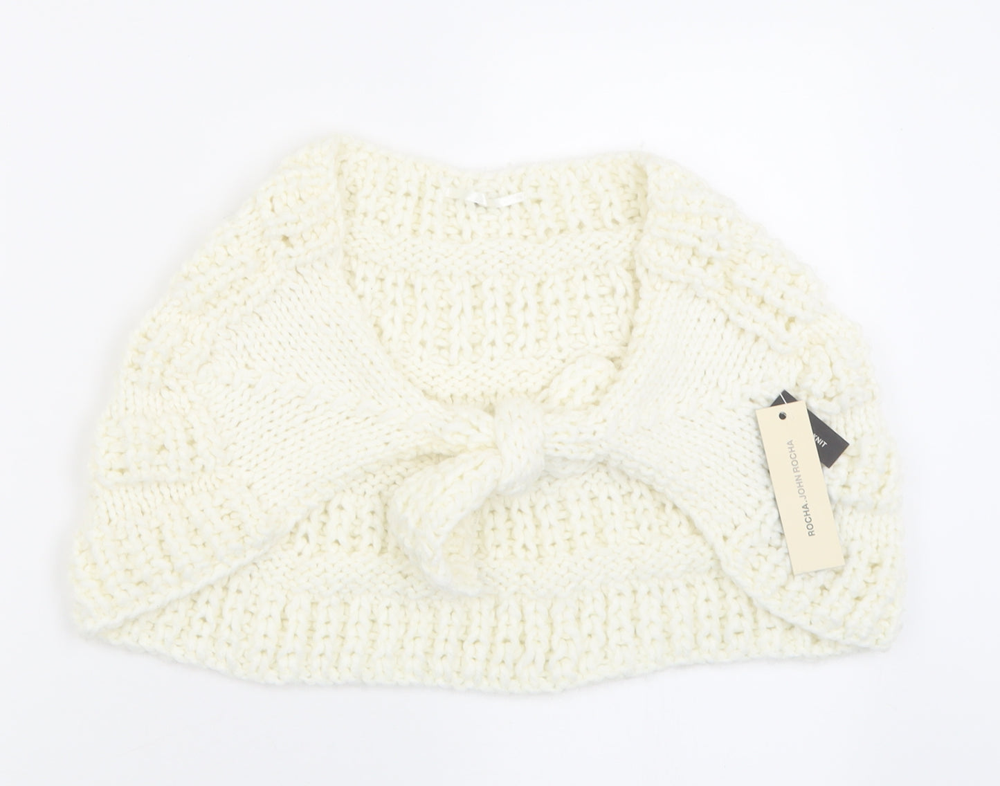 RJR.John Rocha Womens White V-Neck  Acrylic Cape Jumper One Size