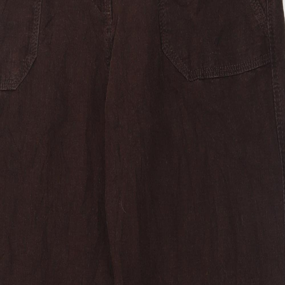 Marks and Spencer Womens Brown  Linen Trousers  Size 14 L30 in Regular Button
