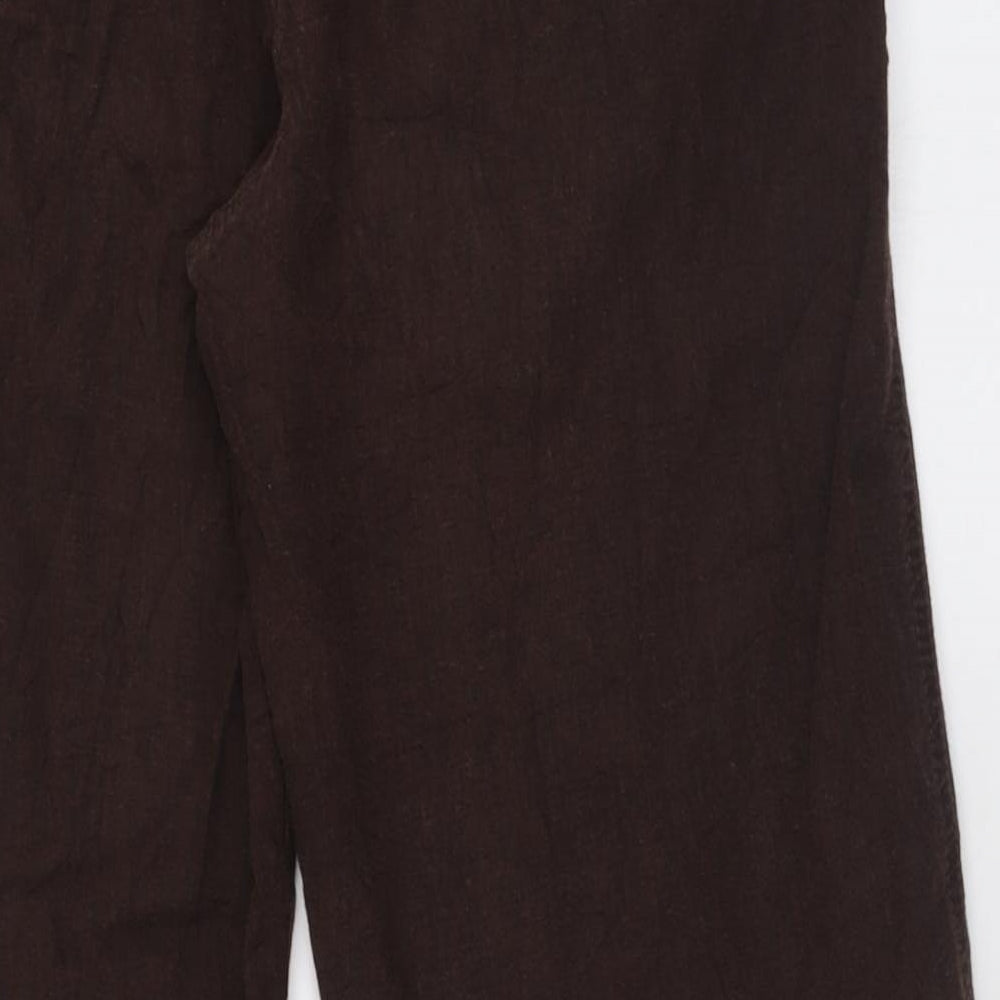 Marks and Spencer Womens Brown  Linen Trousers  Size 14 L30 in Regular Button