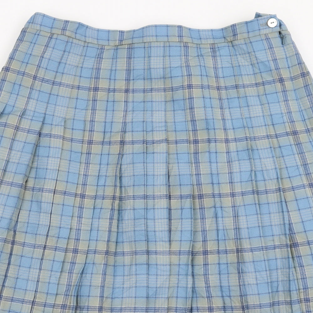 Cotswold Womens Black Check Wool A-Line Skirt Size 16   Button