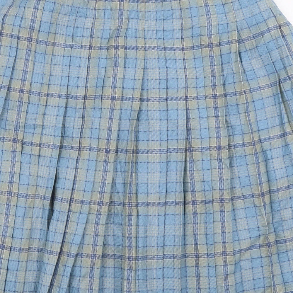 Cotswold Womens Black Check Wool A-Line Skirt Size 16   Button