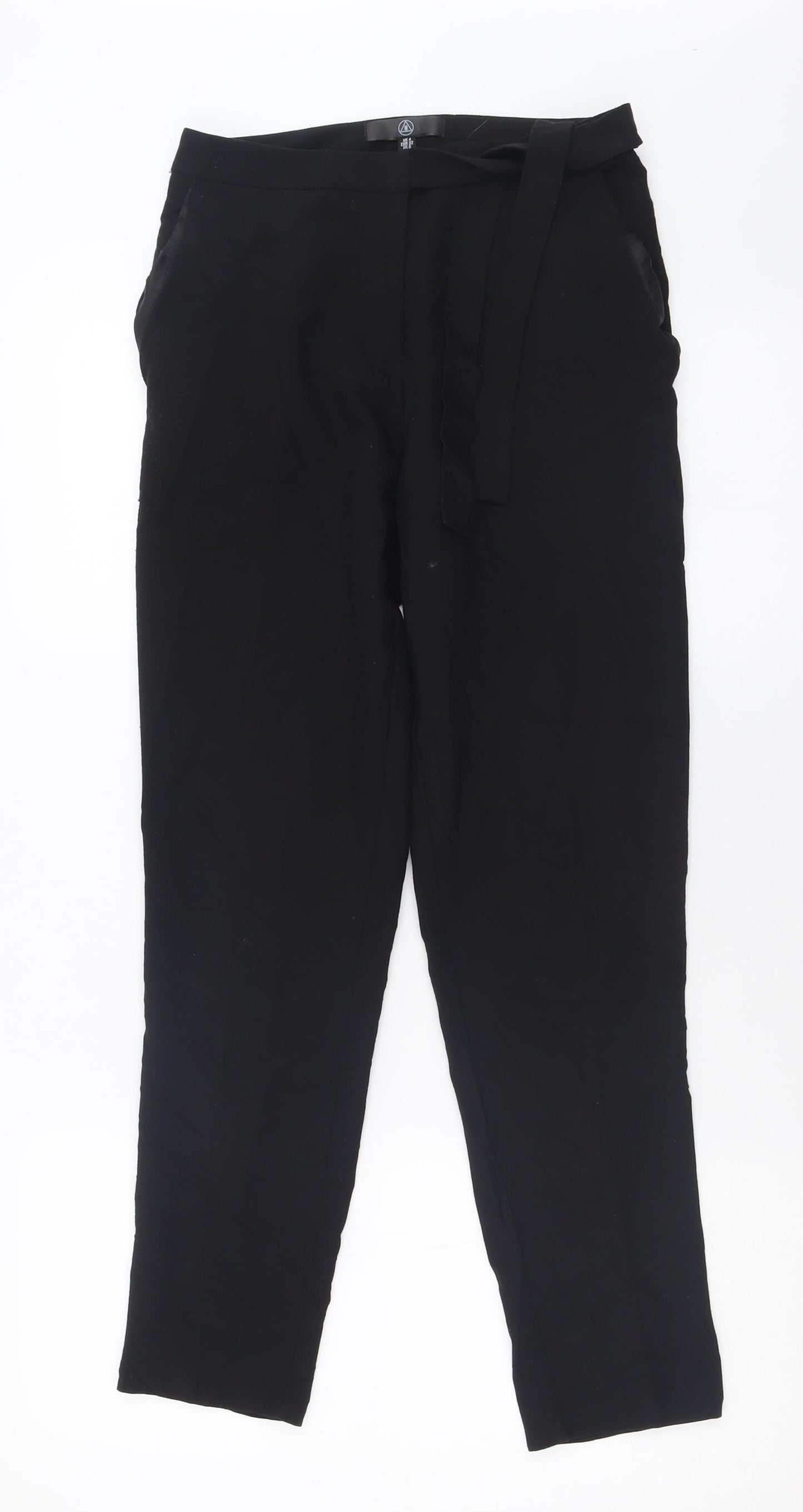 Missguided Womens Black  Polyester Capri Trousers Size 4 L28 in Regular Tie