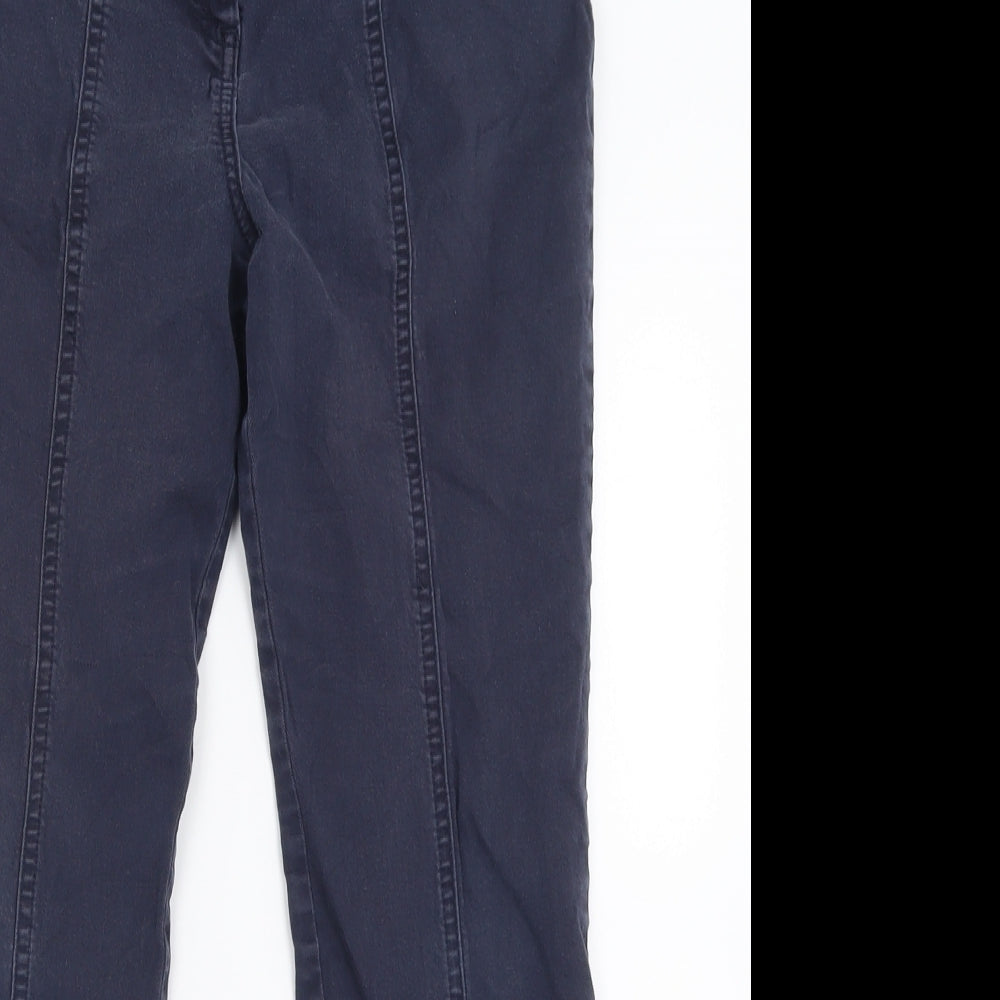 Per Una Womens Blue  Cotton Trousers  Size 12 L26 in Regular Button