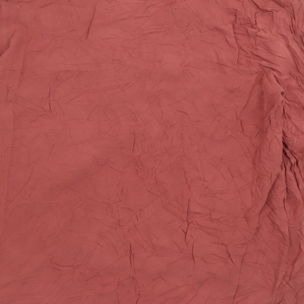 Marks and Spencer Womens Pink  Viscose Basic T-Shirt Size 14 V-Neck