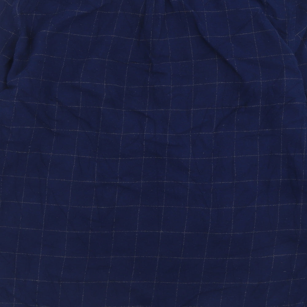 Bellfield Mens Blue Check Cotton  Button-Up Size XL Collared Button