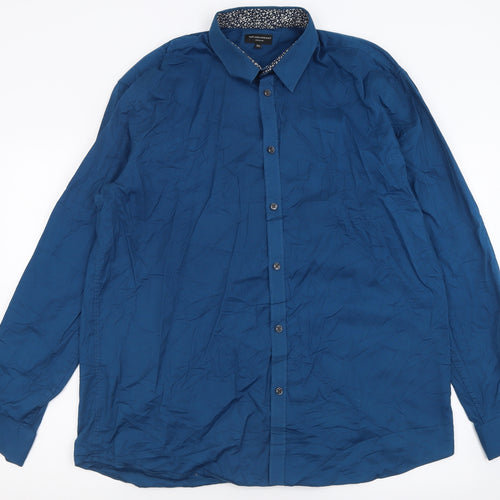 Taylor & Wright Mens Blue  Cotton  Button-Up Size 17.5 Collared Button