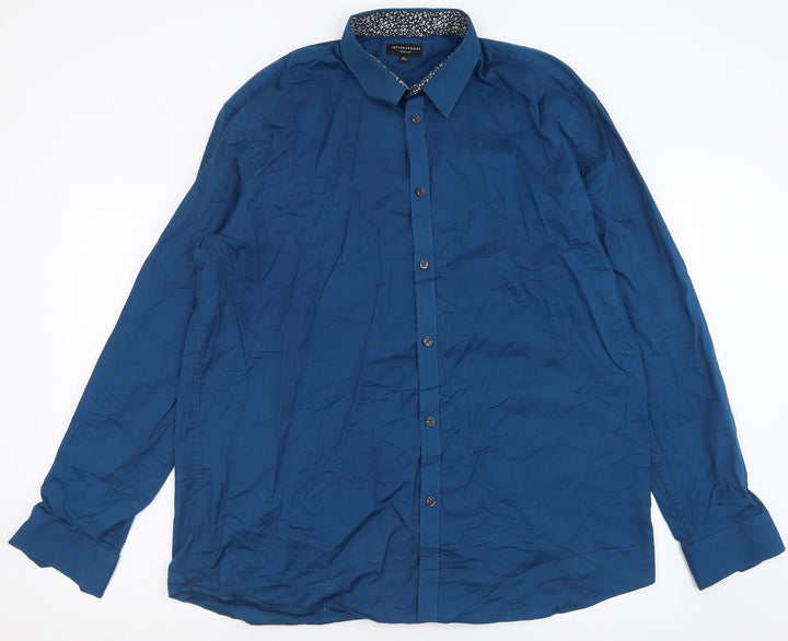 Taylor & Wright Mens Blue Cotton Button-Up Size 17.5 Collared Button