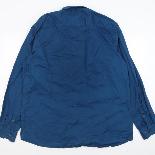 Taylor & Wright Mens Blue  Cotton  Button-Up Size 17.5 Collared Button