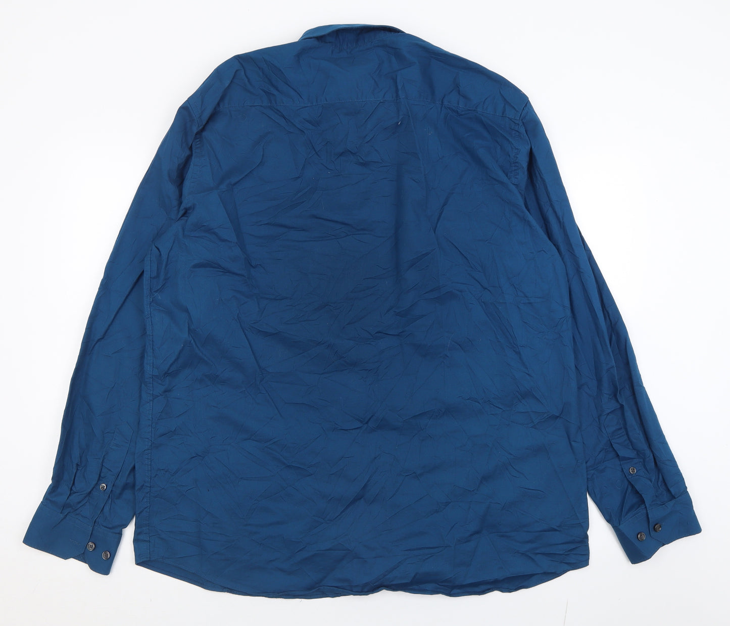 Taylor & Wright Mens Blue  Cotton  Button-Up Size 17.5 Collared Button