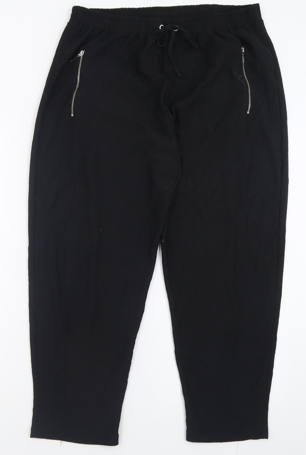 Wallis Womens Black  Polyester Trousers  Size 14 L24 in Regular Tie