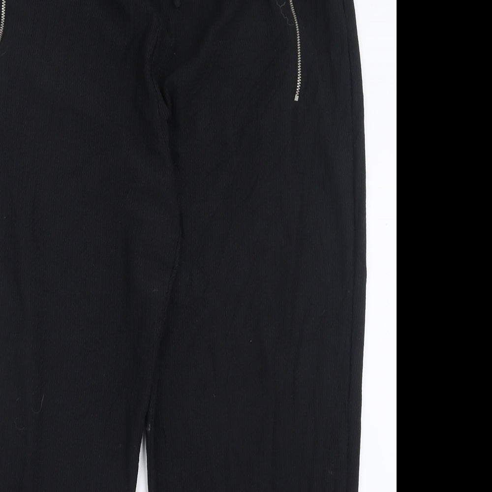 Wallis Womens Black  Polyester Trousers  Size 14 L24 in Regular Tie