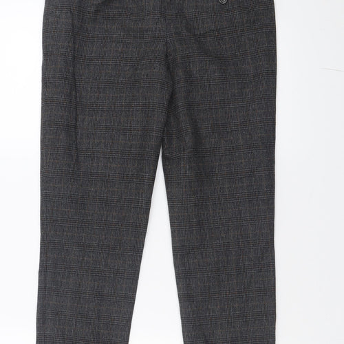 Monsoon Womens Grey Check Polyester Trousers  Size 8 L26 in Regular Button