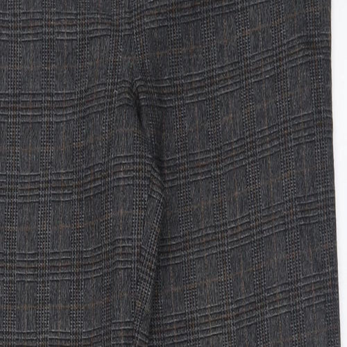 Monsoon Womens Grey Check Polyester Trousers  Size 8 L26 in Regular Button