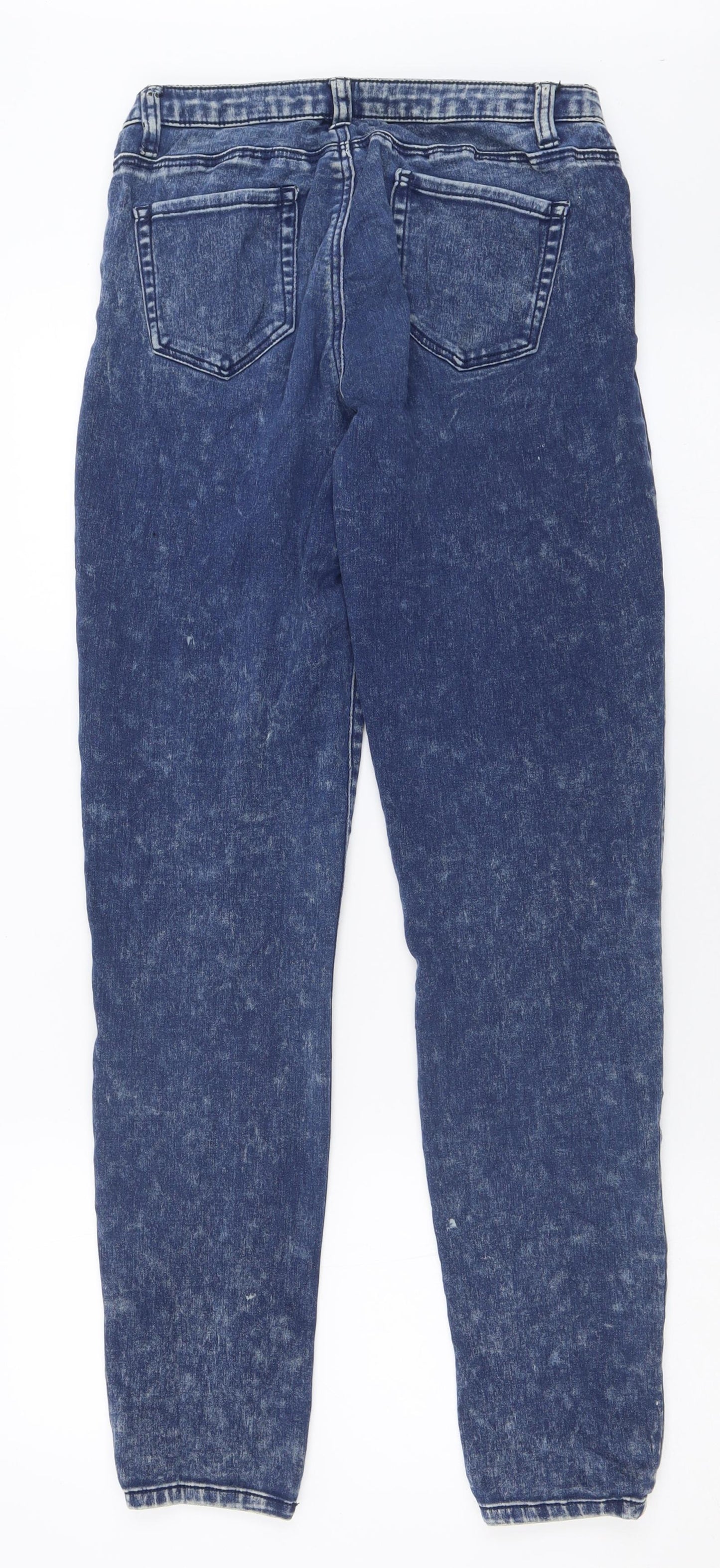 Primark Womens Blue  Cotton Skinny Jeans Size 12 L32 in Regular Button