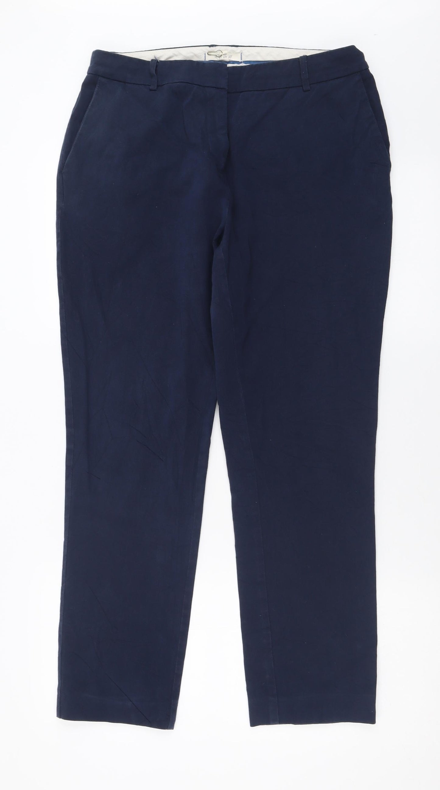 White Stuff Womens Blue  Cotton Trousers  Size 12 L29 in Regular Hook & Eye