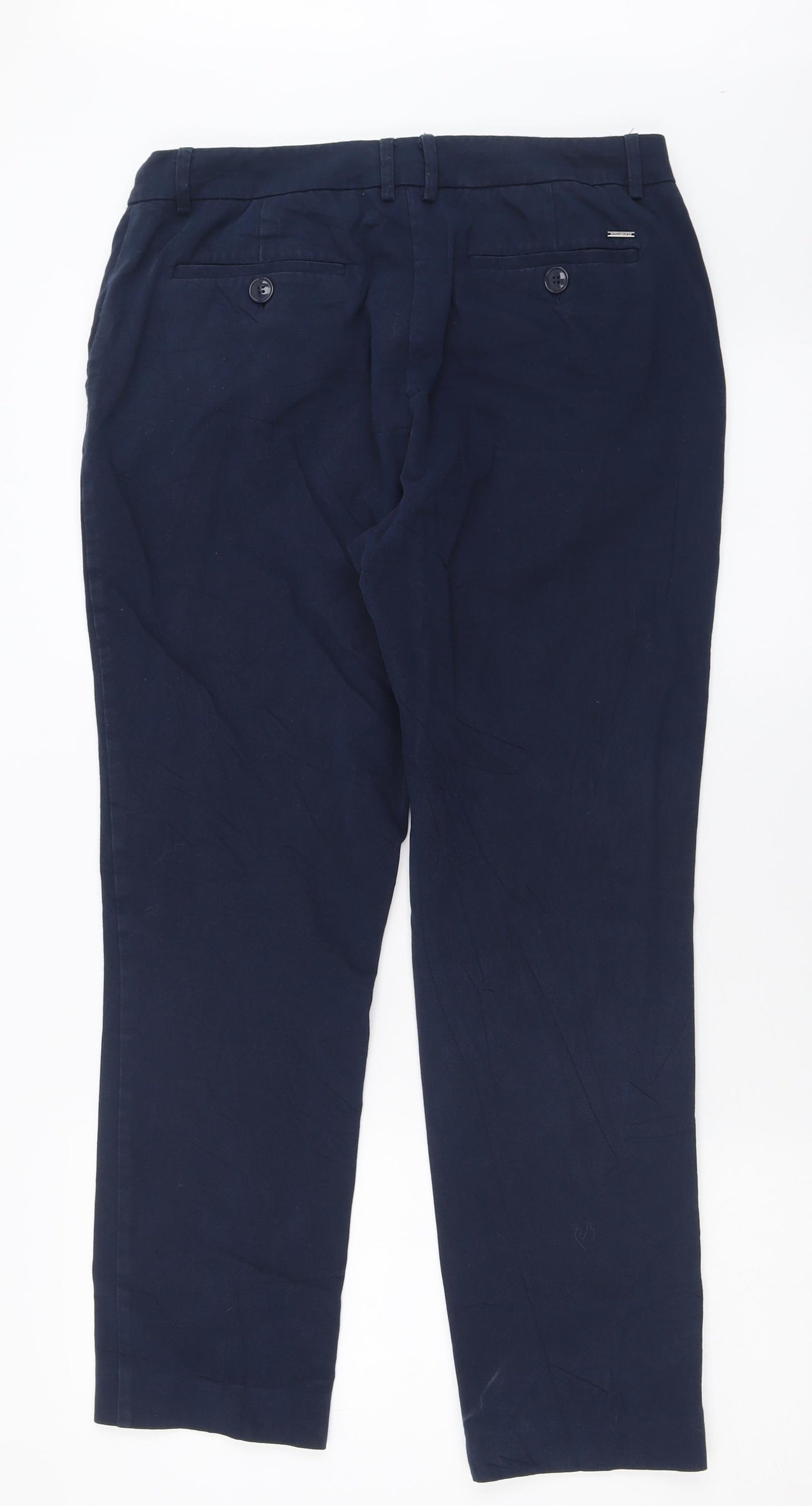 White Stuff Womens Blue  Cotton Trousers  Size 12 L29 in Regular Hook & Eye
