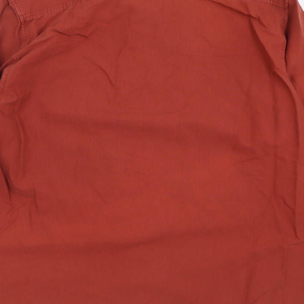 Easy Mens Brown  Cotton  Button-Up Size L Collared Button