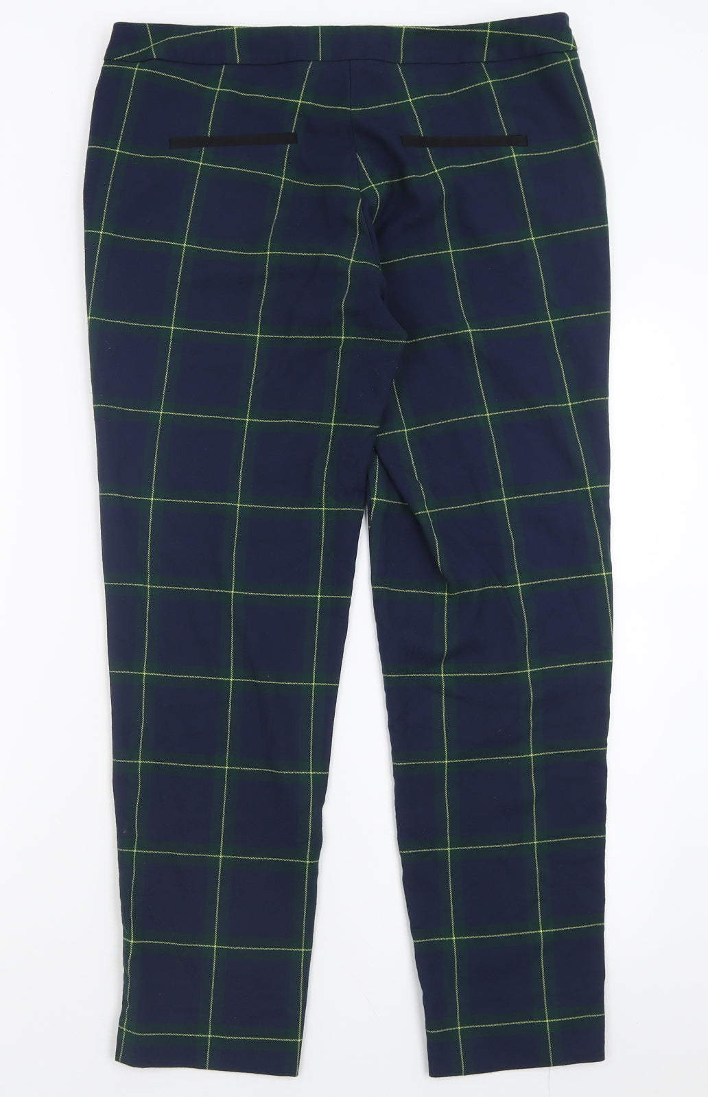 River Island Womens Blue Plaid Polyester Trousers  Size 14 L28 in Regular Hook & Eye