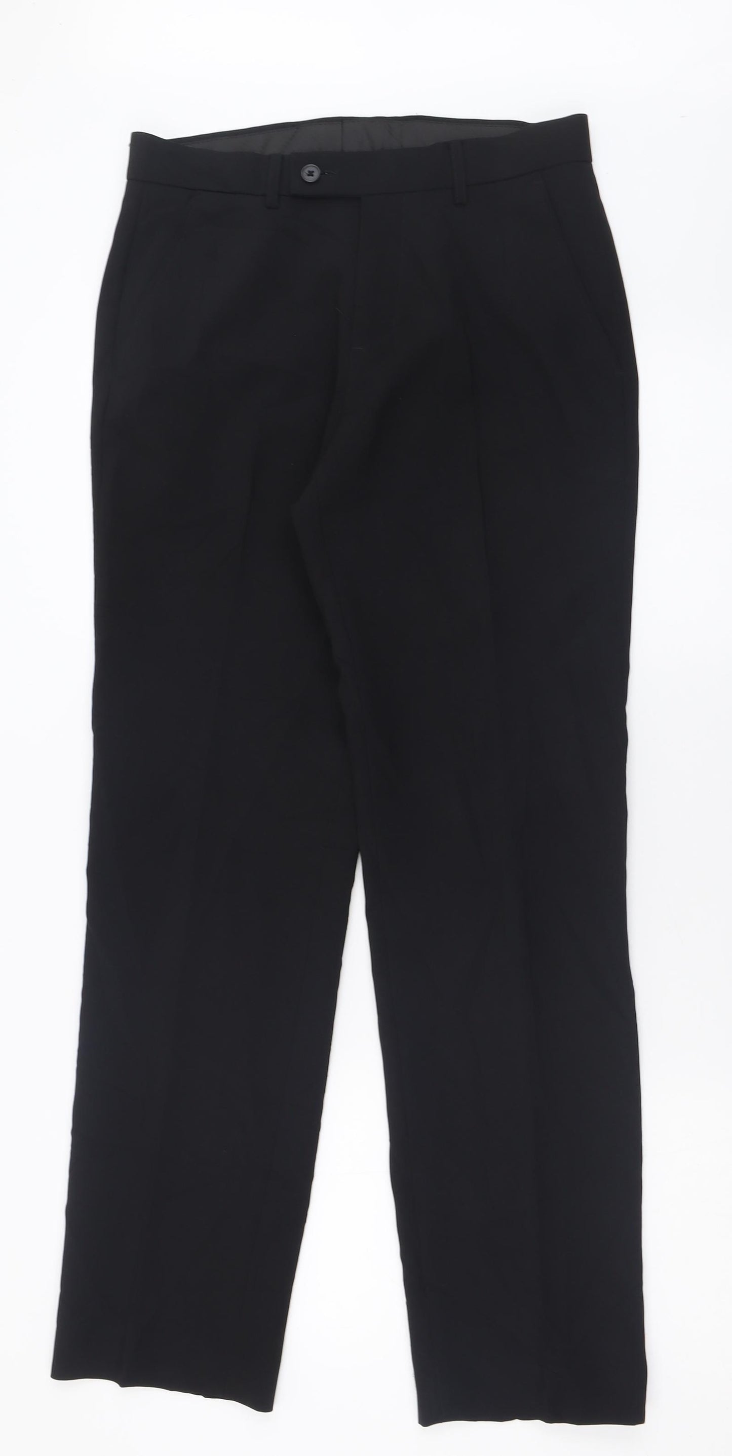 George Mens Black  Polyester Trousers  Size 28 L31 in Regular Button