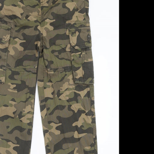 Mountain Warehouse Boys Green Camouflage Cotton Cargo Trousers Size 11-12 Years  Regular Tie