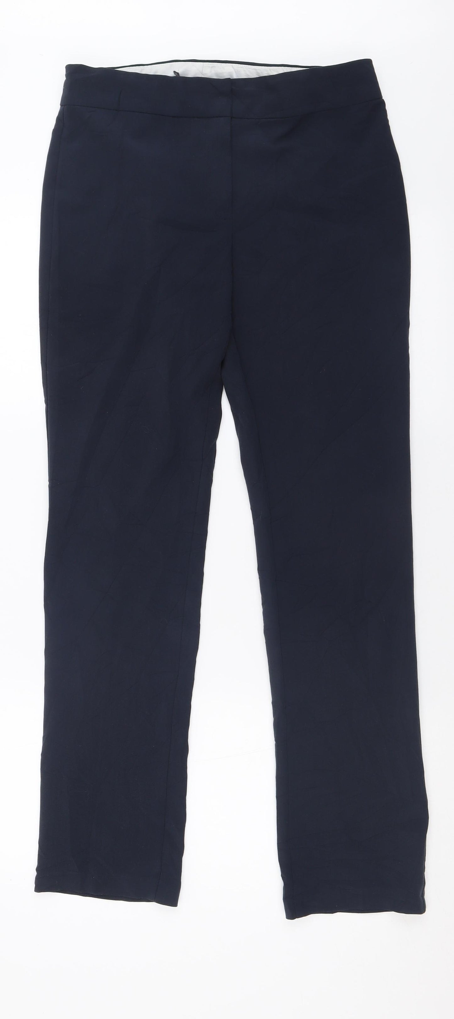 Marks and Spencer Womens Blue  Polyester Trousers  Size 8 L30 in Regular Hook & Eye