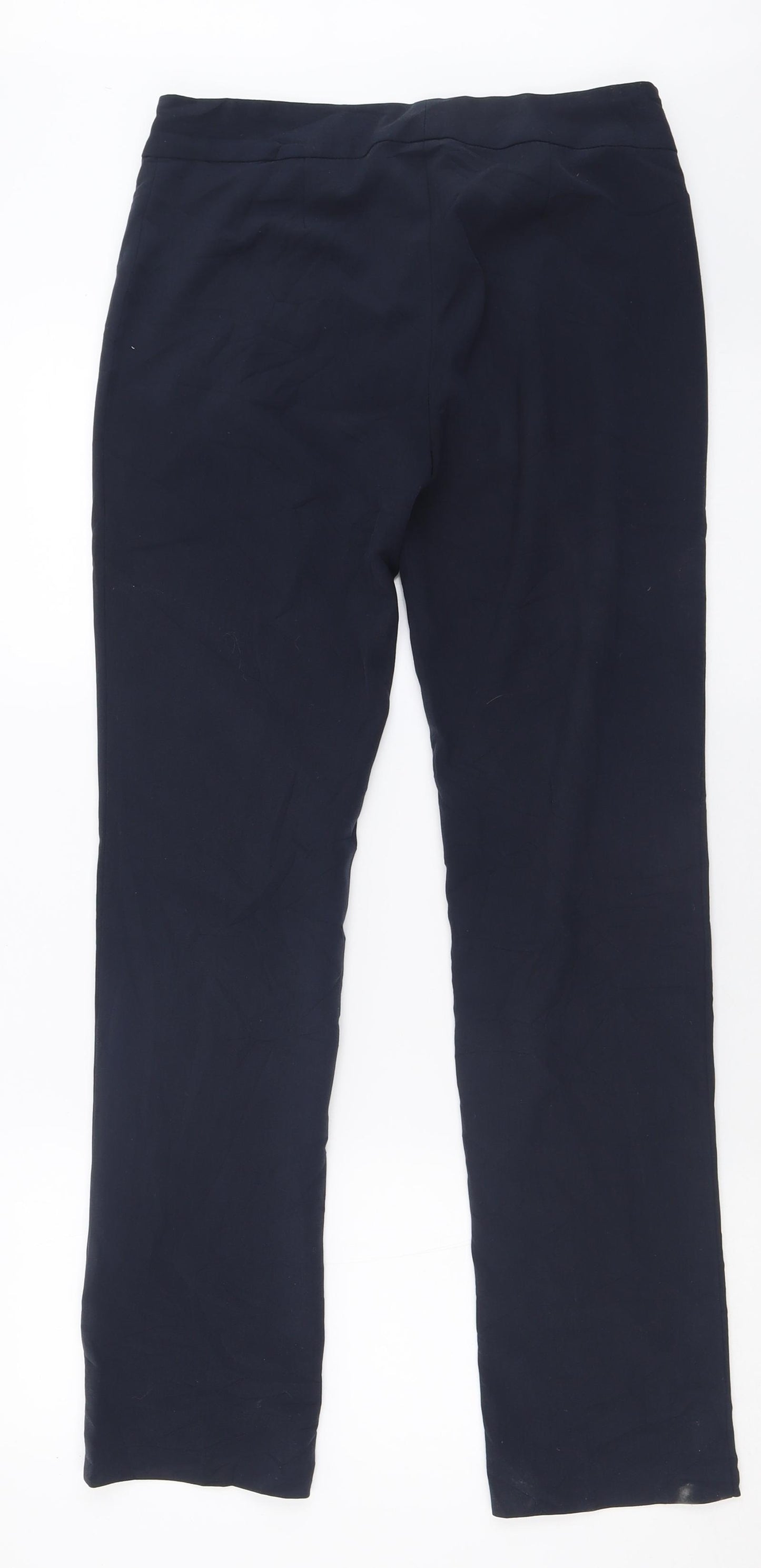 Marks and Spencer Womens Blue  Polyester Trousers  Size 8 L30 in Regular Hook & Eye