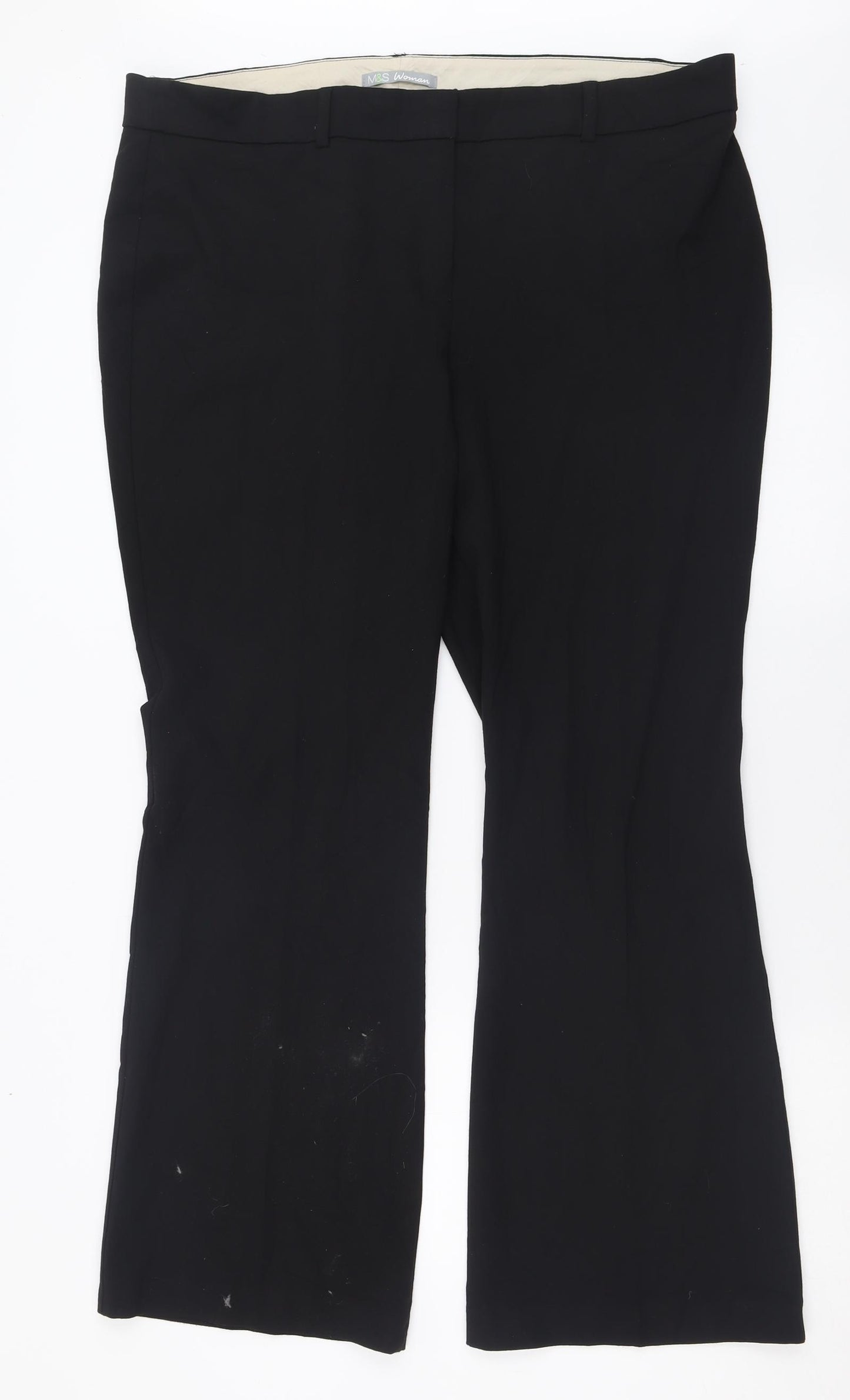 Marks and Spencer Womens Black  Polyester Trousers  Size 18 L31 in Regular Hook & Eye