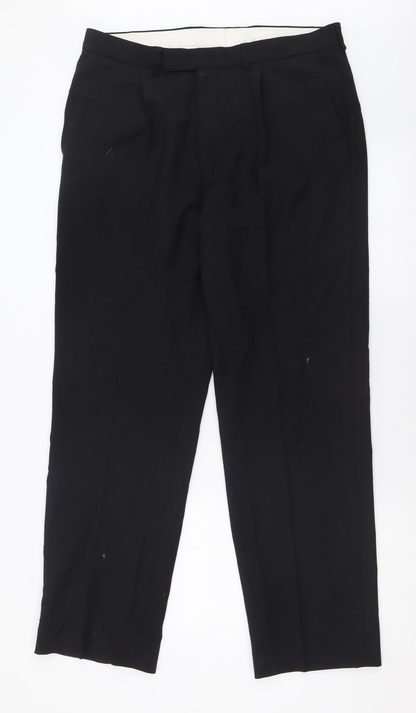 Impressions Perfect Mens Black  Polyester Trousers  Size 34 L31 in Regular Hook & Eye