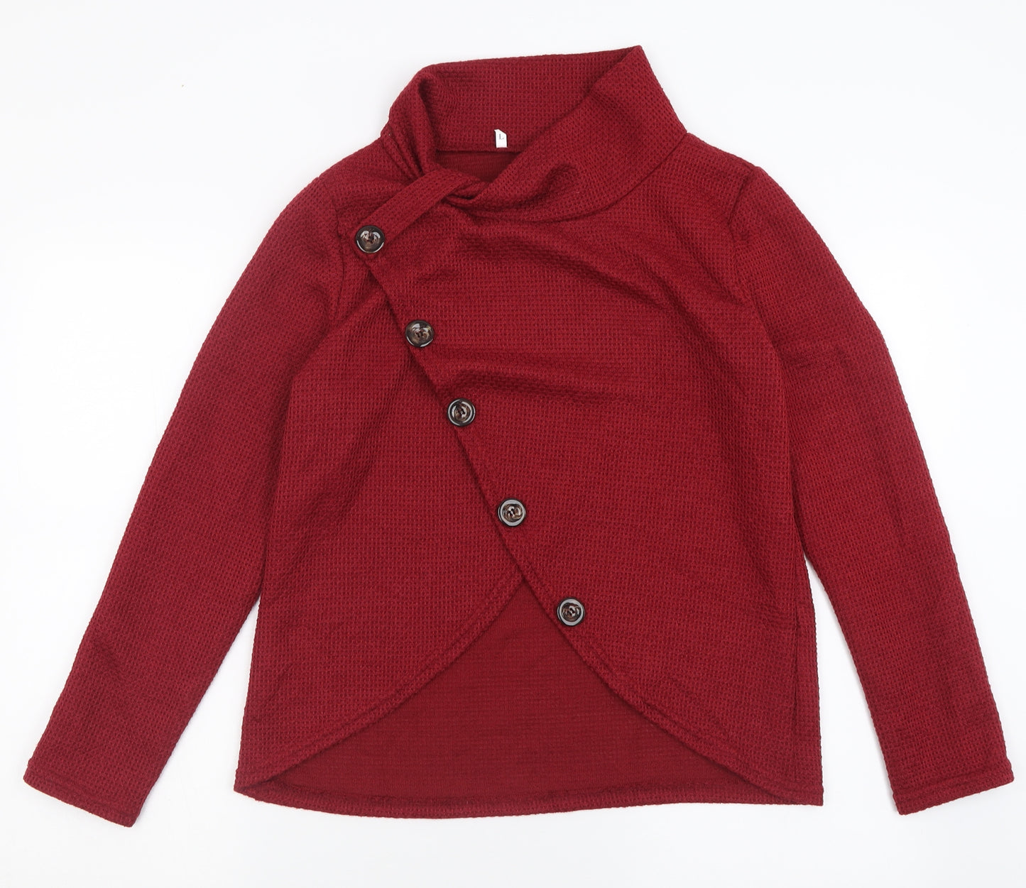 Preworn Womens Red High Neck  Cotton Pullover Jumper Size L