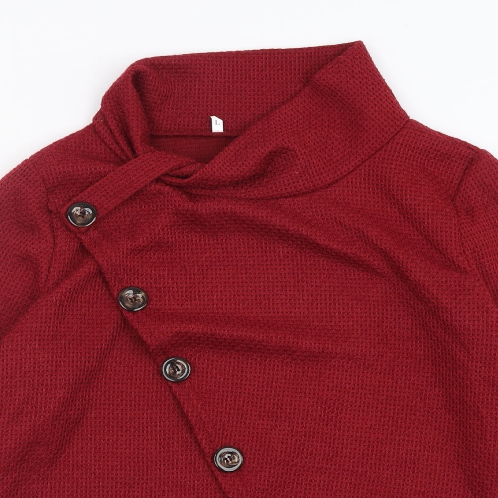 Preworn Womens Red High Neck  Cotton Pullover Jumper Size L