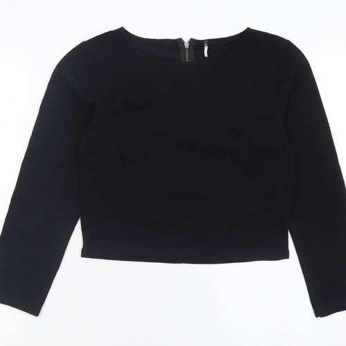 Preworn Womens Black  Acrylic Cropped T-Shirt Size L Crew Neck