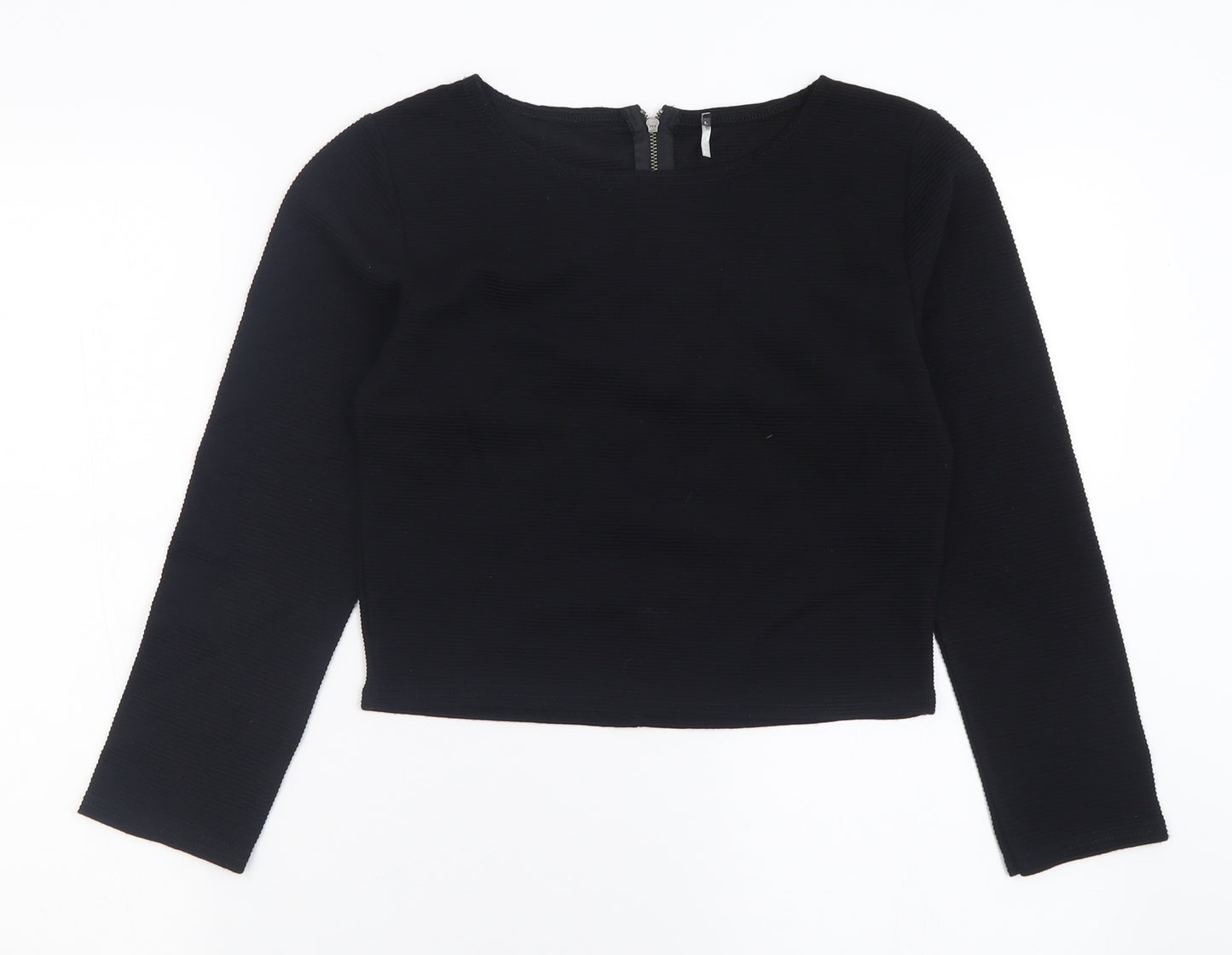 Preworn Womens Black  Acrylic Cropped T-Shirt Size L Crew Neck