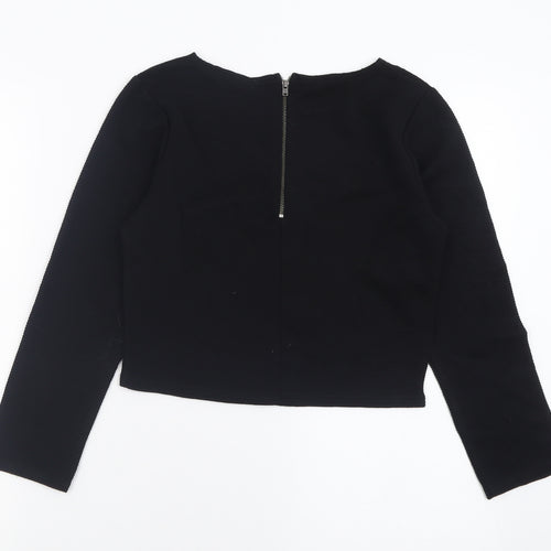 Preworn Womens Black  Acrylic Cropped T-Shirt Size L Crew Neck