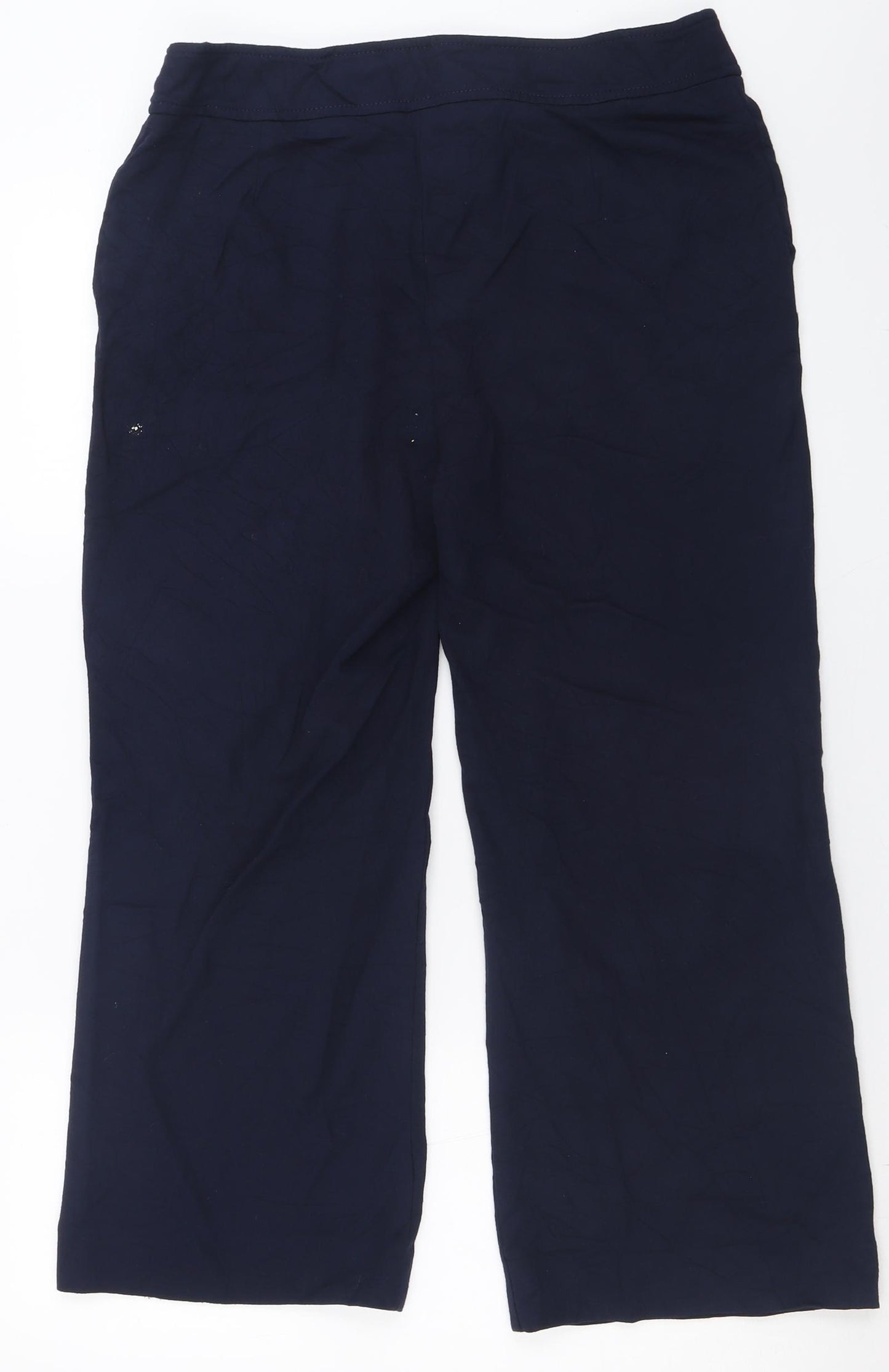 cc Womens Blue  Viscose Cropped Trousers Size 14 L25 in Regular Hook & Eye