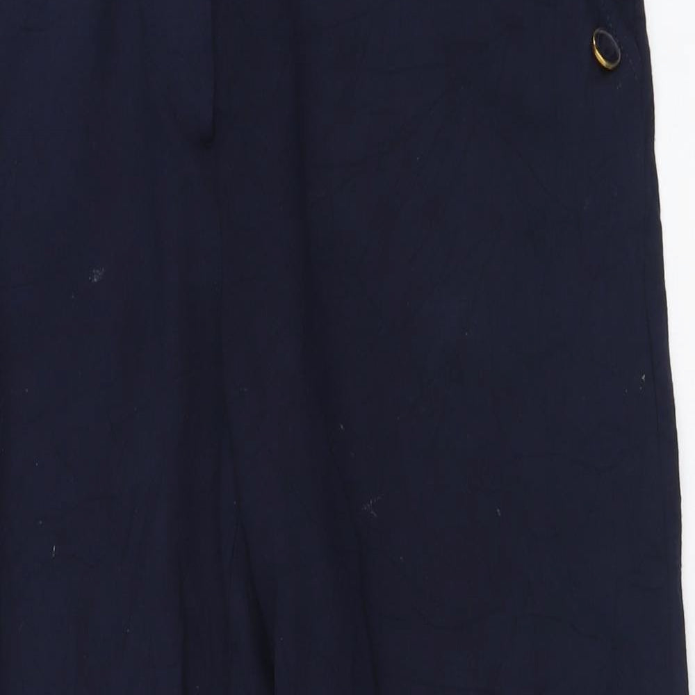 cc Womens Blue  Viscose Cropped Trousers Size 14 L25 in Regular Hook & Eye